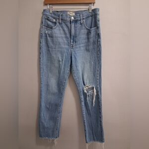 Madewell The Perfect Vintage Straight Distressed Jeans Homemade Raw Hem Sizd 30